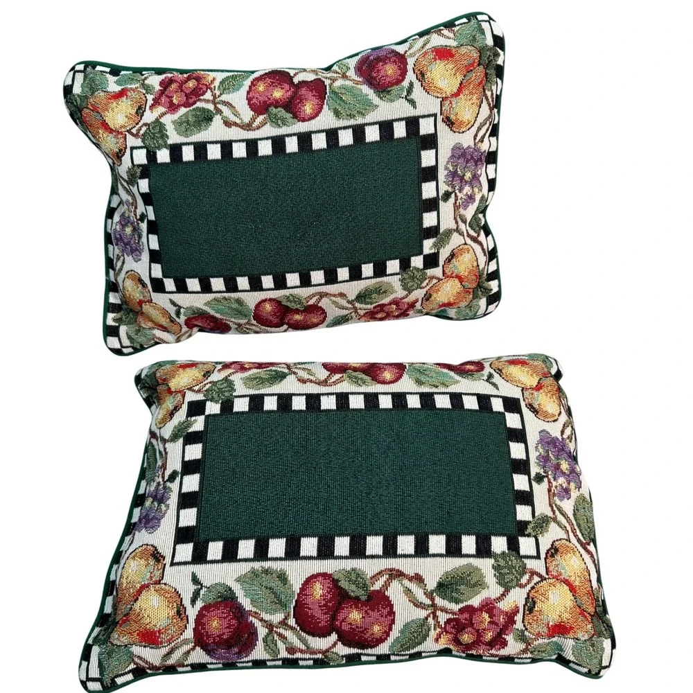 Tapestry Accent Throw Pillows Fruit Floral Fall Decorative Retro Cozy (Pair)  #1